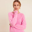 Pull col rond manches longues rose femme