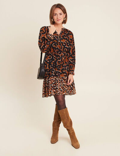 Robe imprimée évasée fluide femme noir femme