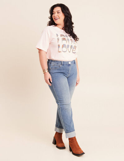 Jean coupe mom 7/8&egrave;me denim double stone femme