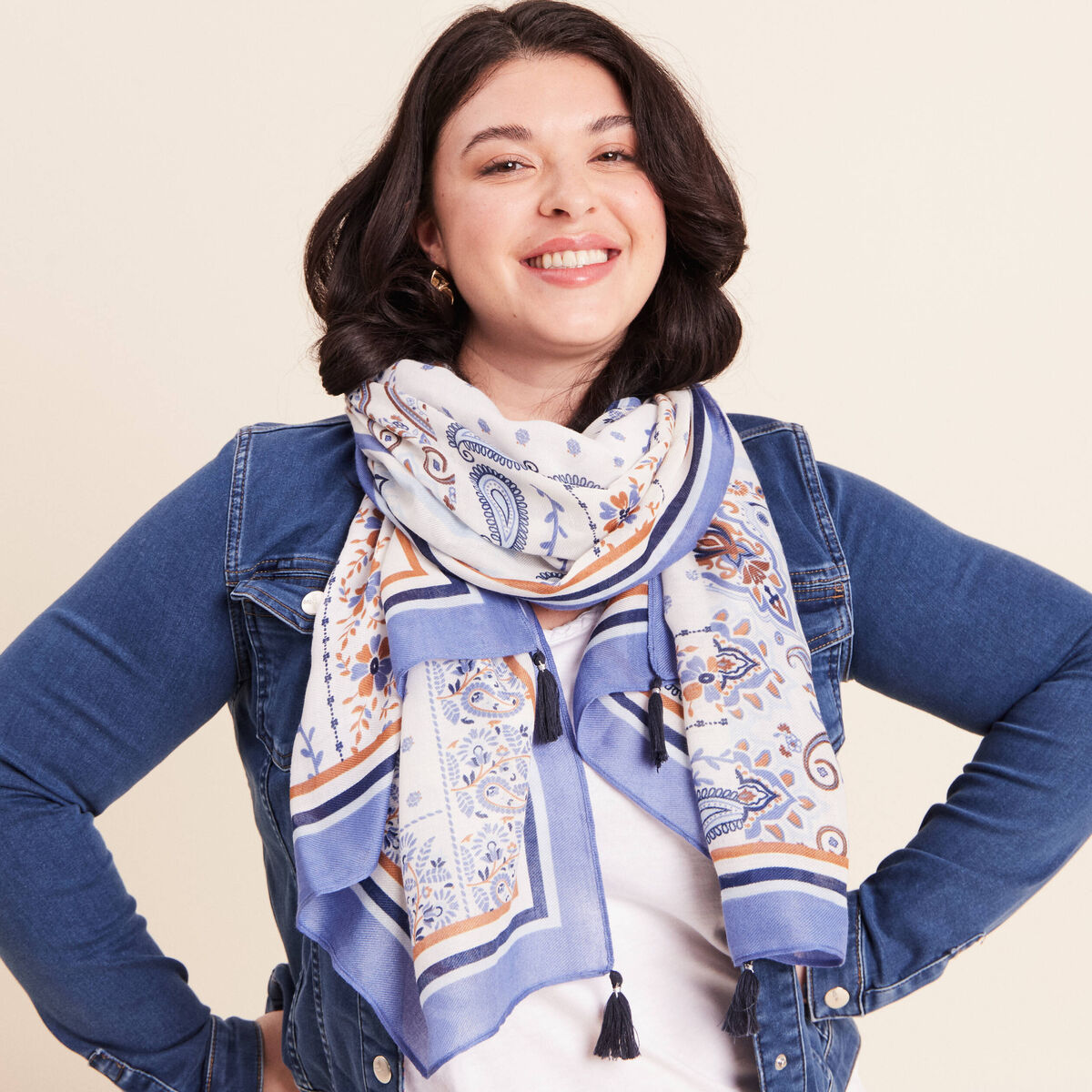 Foulard bleu marine femme