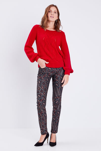 Pantalon ajusté blanc femme