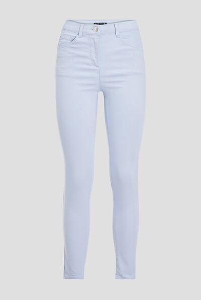Pantalon léger taille standard 7/8ème bleu clair femme
