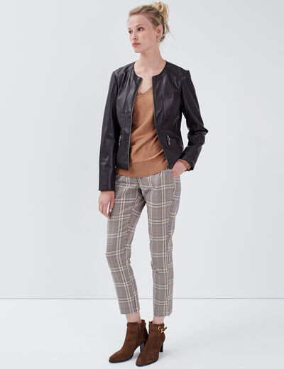 Veste cintrée zippée marron femme