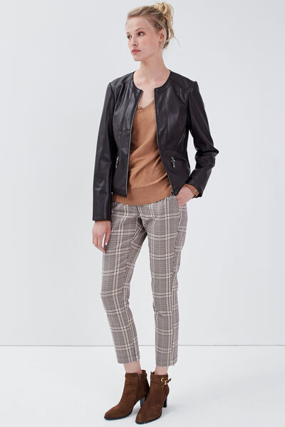 Veste cintrée zippée marron femme