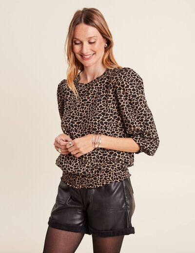 Blouse manches 3/4 noir femme