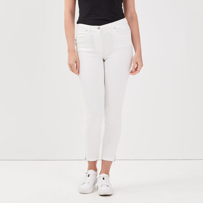 Pantalon 7/8 satin ecru femme