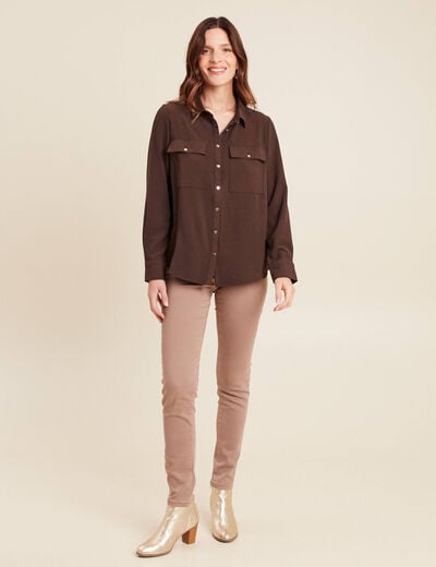 Chemise manches longues marron femme