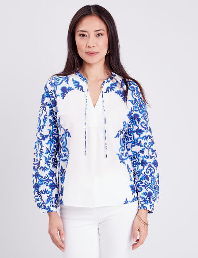 Blouse manches longues bleu femme