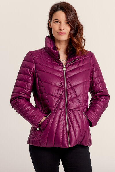 Doudoune courte cintrée déperlante violet foncé femme