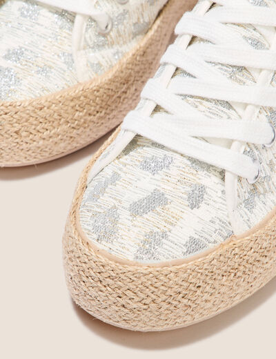 Espadrilles à lacets couleur argent femme