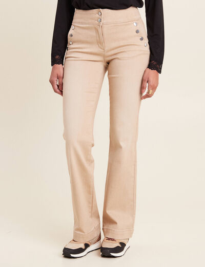 Jean coupe bootcut taille haute sable femme
