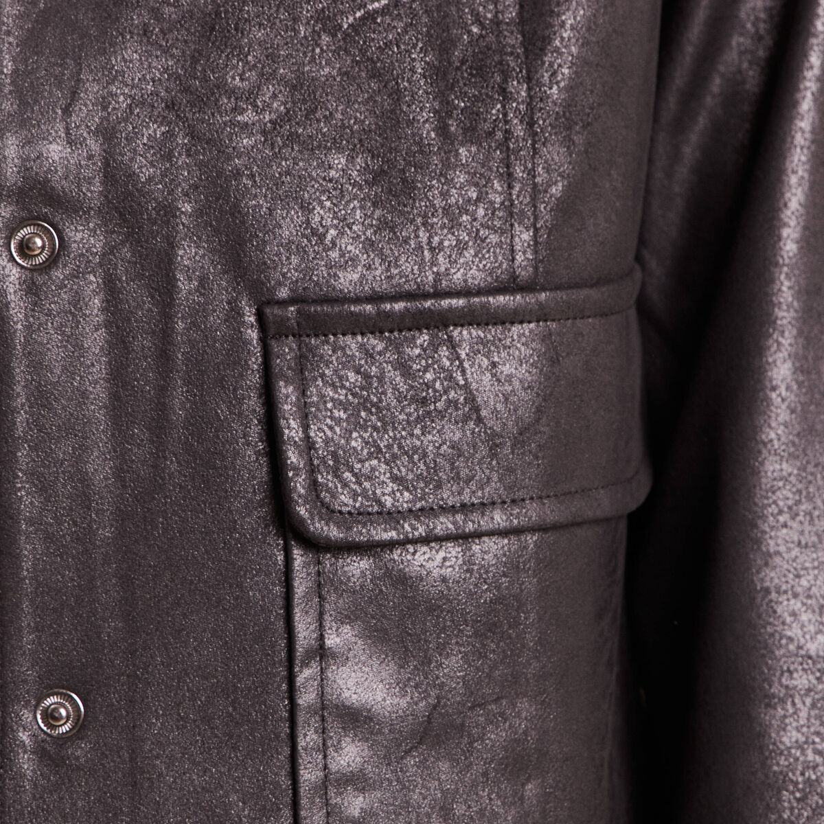 Veste courte droite aspect daim noir femme