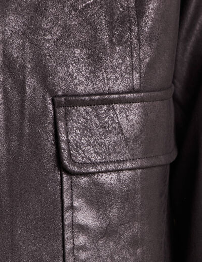 Veste courte droite aspect daim noir femme