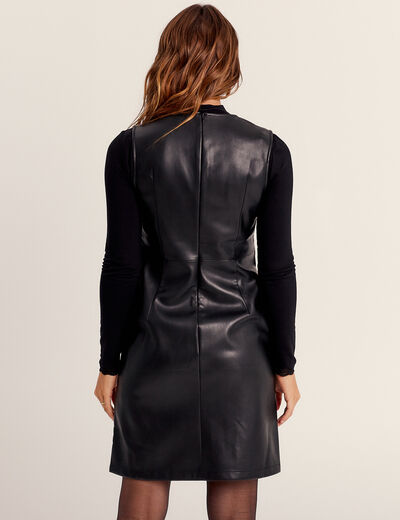 Robe droite simili cuir noir femme