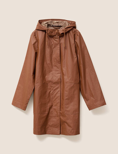 Parka à capuche marron foncé femme