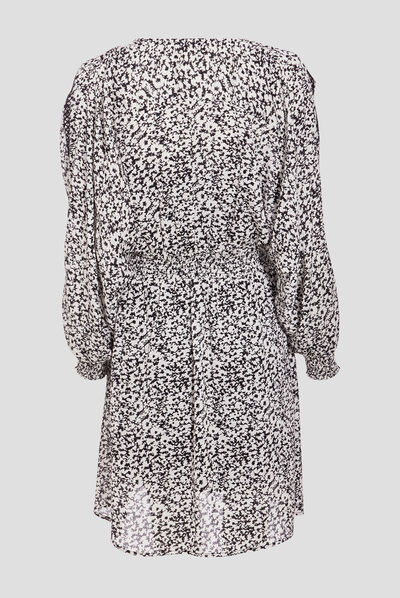 Robe évasée volantée ecru femme