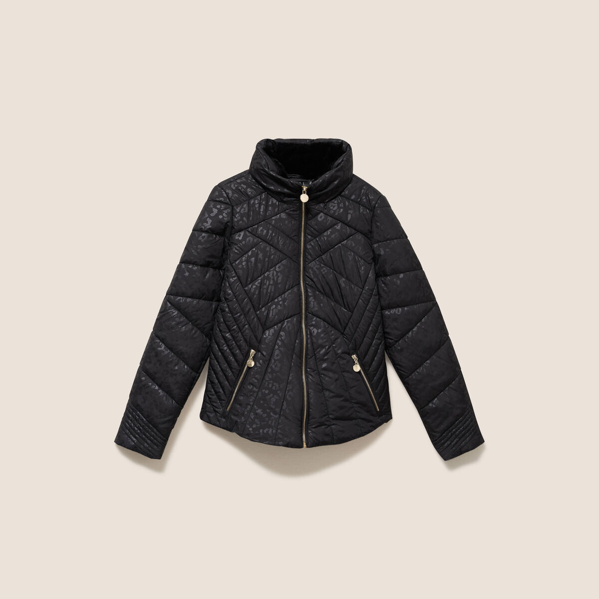 Doudoune d&eacute;perlante droite zipp&eacute;e noir femme