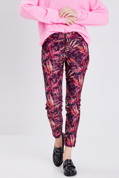 Pantalon ajusté réversible rose femme