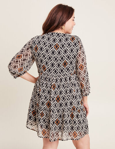 Robe évasée manches 3/4 blanc femme
