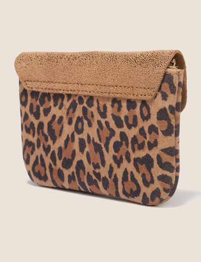 Porte-monnaie en cro&ucirc;te de cuir marron femme