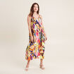 Robe longue évasée fluide multicolore femme