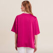 Blouse manches 3/4 satin rose fushia femme