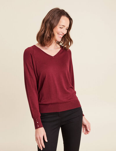 Pull manches longues bordeaux femme