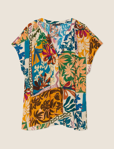 Blouse manches courtes multicolore femme