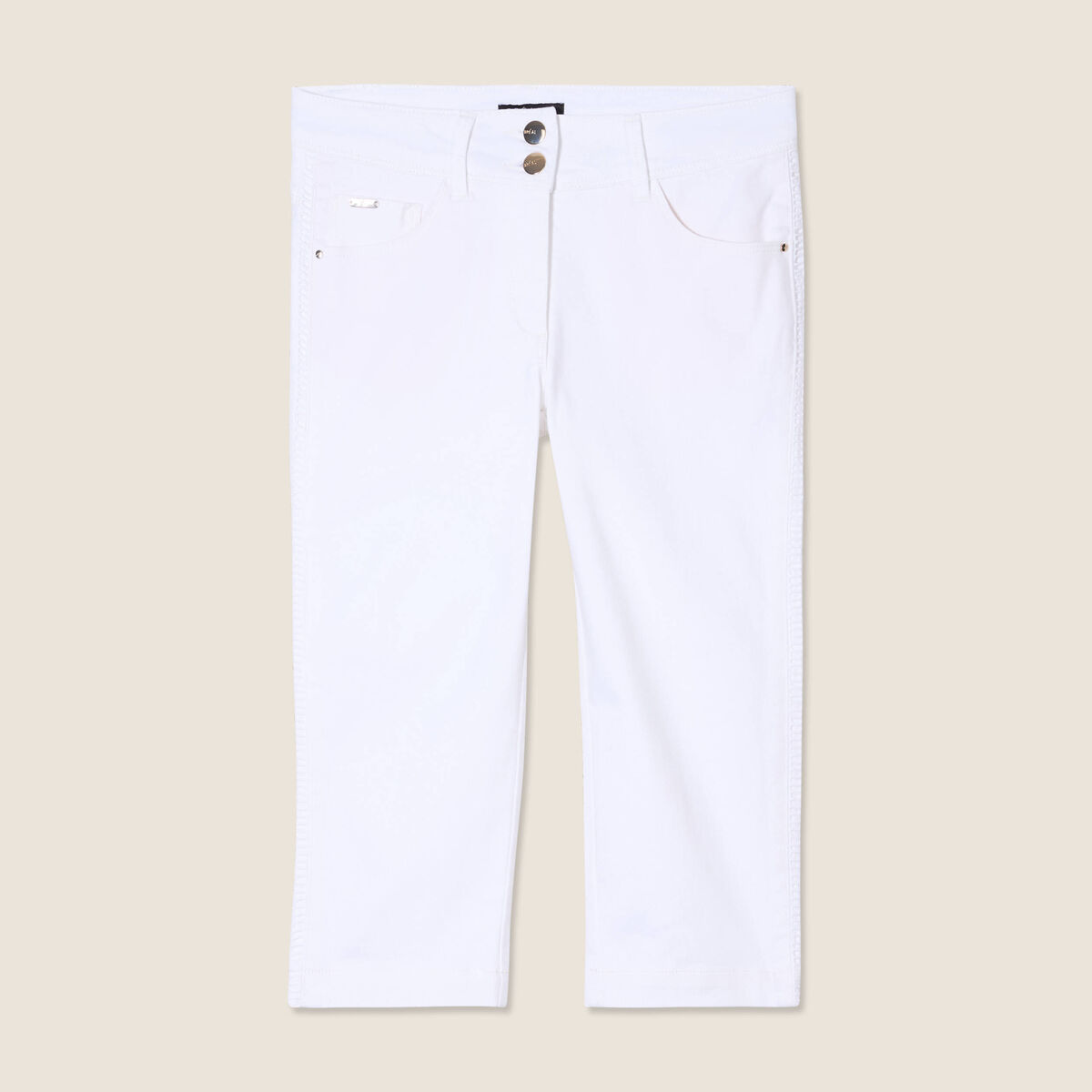 Pantacourt droit 5 poches blanc femme