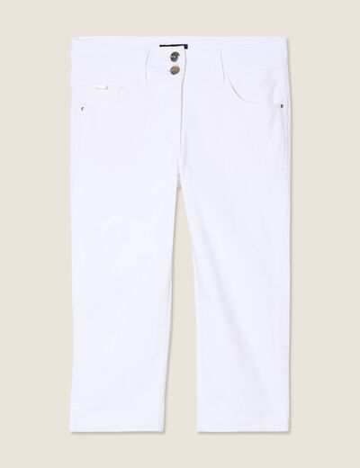 Pantacourt droit 5 poches blanc femme