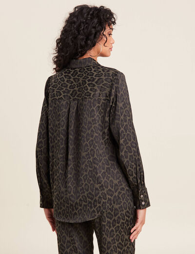 Chemise manches longues vert kaki femme