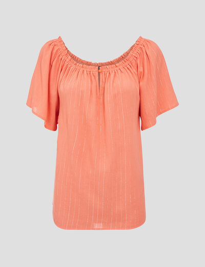 Blouse manches courtes orange clair femme