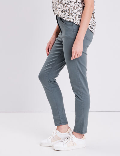 Pantalon léger taille standard 7/8ème vert kaki femme
