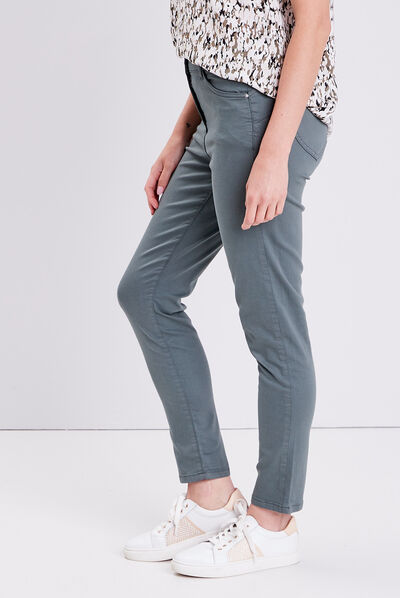 Pantalon léger taille standard 7/8ème vert kaki femme