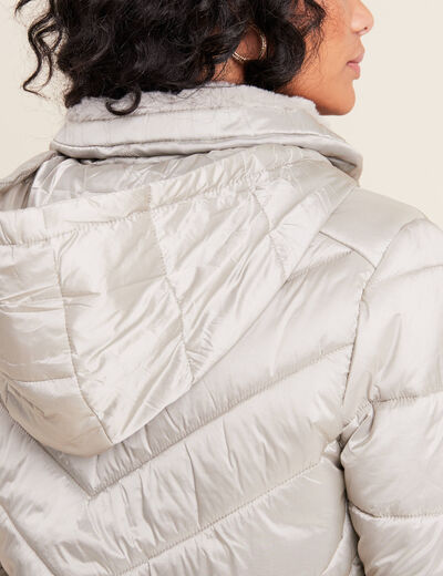 Doudoune déperlante cintrée zippée gris argent femme