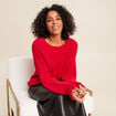 Pull col rond manches longues rouge femme