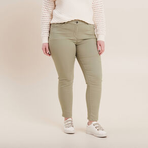 Pantalon léger taille standard 7/8ème vert clair femme
