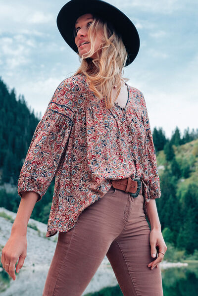 Blouse manches 3/4 creme femme