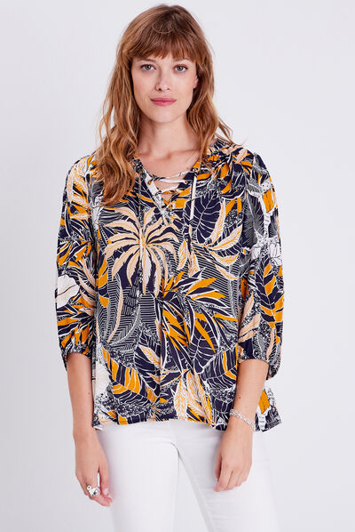 Blouse manches 3/4 blanc femme