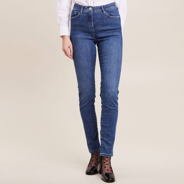 Jean magique ajusté taille standard denim double stone femme