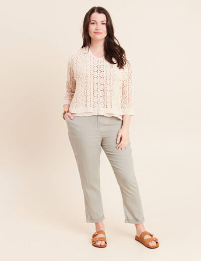 D&eacute;bardeur macram&eacute; ecru femme