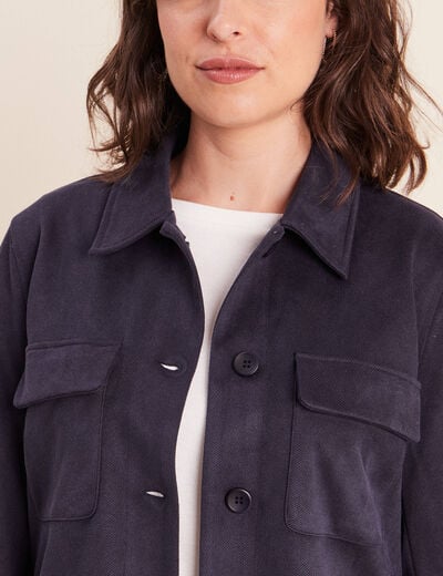 Veste doubl&eacute;e bleu fonc&eacute; femme