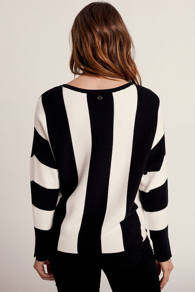 Pull manches chauve-souris noir femme