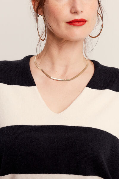 Pull manches longues creme femme