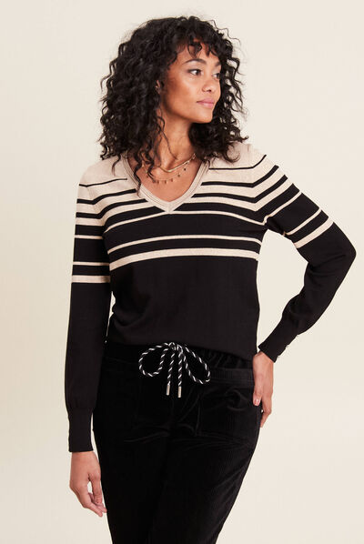 Pull manches longues noir femme