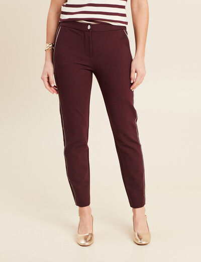 Pantalon chino ajusté 7/8ème bordeaux femme