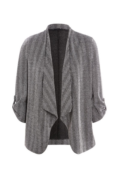 Veste évasée col châle noir femme