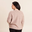 Pull col V manches longues taupe femme
