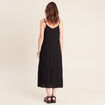 Robe longue d&eacute;collet&eacute; &agrave; fines bretelles noir femme