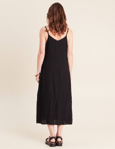 Robe longue d&eacute;collet&eacute; &agrave; fines bretelles noir femme
